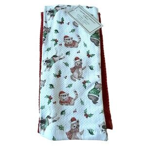 cupcakes and cashmere Christmas Cats Kittens Dish Kitchen Towels Set of 3